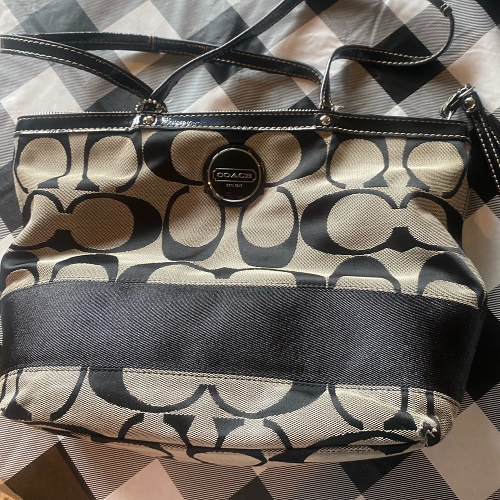 Black and Gray coach Purse